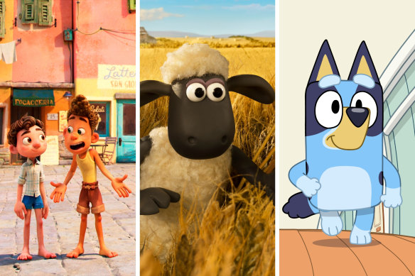 Perfect for the little ones: from left, Luca, Shaun the Sheep: Farmageddon and Bluey. 