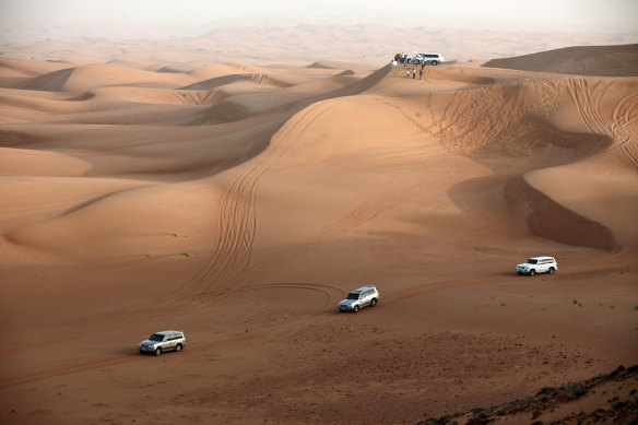 Dune bashing in the Dubai desert.