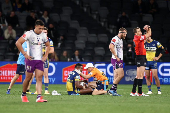 Eels winger Maiko Sivo, who was victim to two crushers during the match, was forced to defend himself after comments made by Storm coach Craig Bellamy. 