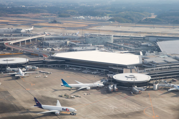 Narita is about 70 kilometres from downtown Tokyo.