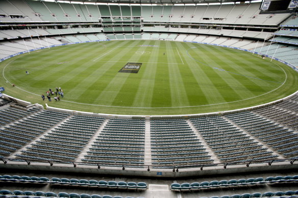 The unfamiliar sight of an empty MCG may sadly become familiar this year. 
