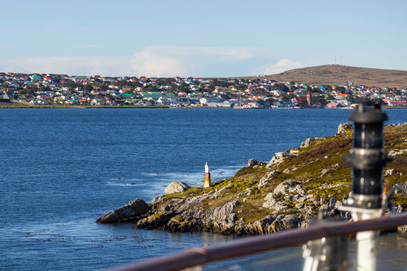 The Falklands’ capital, Stanley, and its harbour.