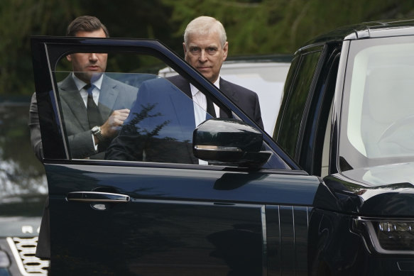 Prince Andrew attends a service at Crathie Kirk, Balmoral in Scotland, on Saturday