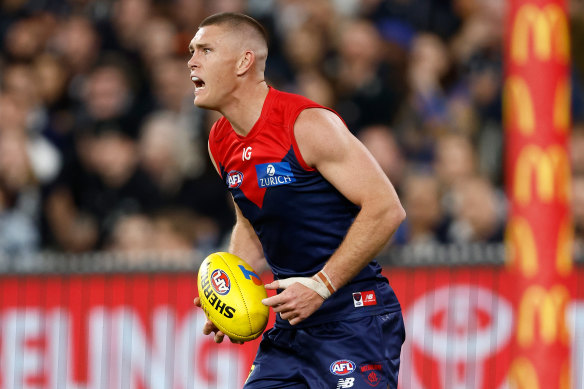 Adam Tomlinson during the Demons’ semi-final clash with Carlton.