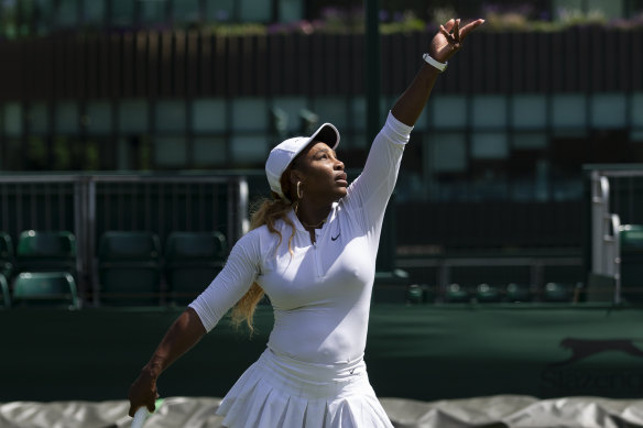 Serena Williams trains ahead of Wimbledon.