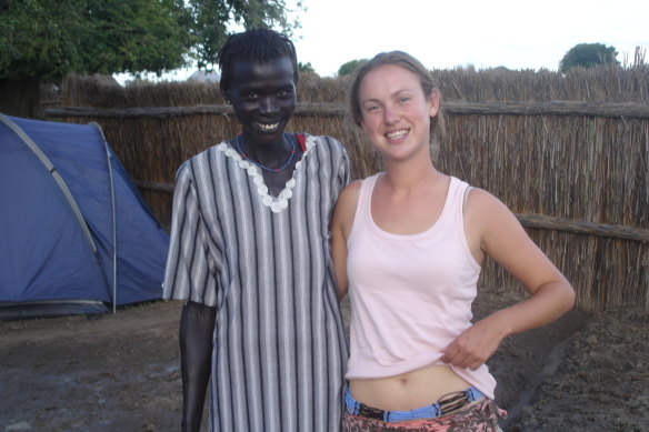 Kent with Angelina, a Sudanese MSF worker in Tam, South Sudan. The tent in the background was part of Kent’s living quarters.
