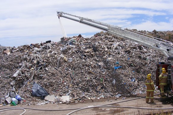 Firefighters at the C&D Recycling site in Lara in 2018. 