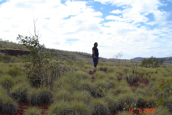Michael Woodley on country at the Fortescue mine site before construction began, in 2008.     