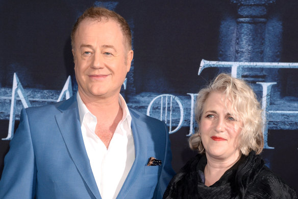 Owen Teale and his wife, Sylvestra Le Touzel, at the sixth-season premiere of Game of Thrones in Hollywood.
