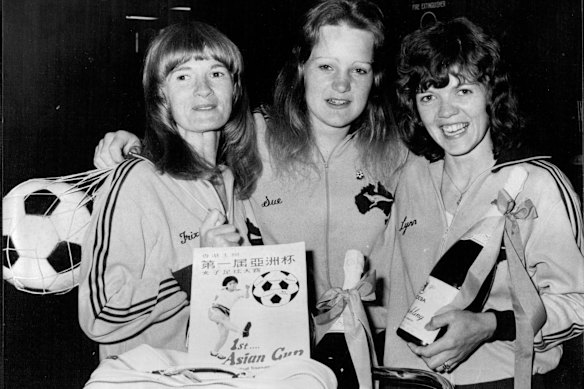 Matildas Trixie Tagg, Sue Binns and Lynn McKenzie return from the Asian Cup after finishing in third.