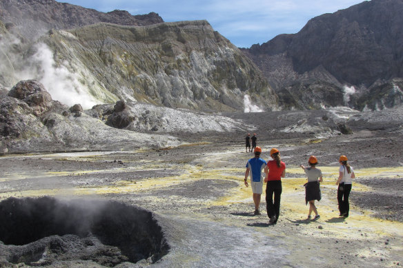 Tourists on White Island in 2011.