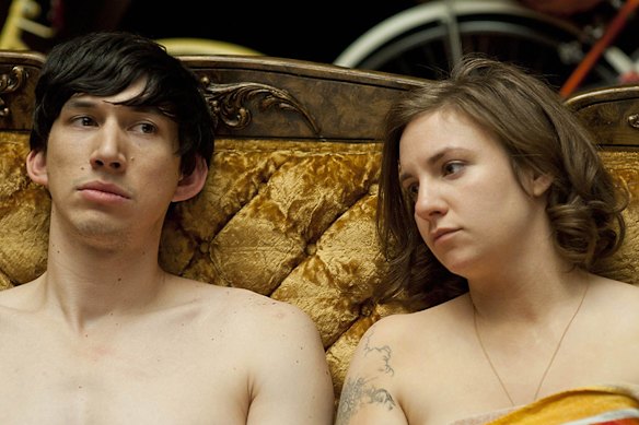 Lena Dunham with Adam Driver in Girls. In her memoir, Dunham writes about the corrosive effect of fame.