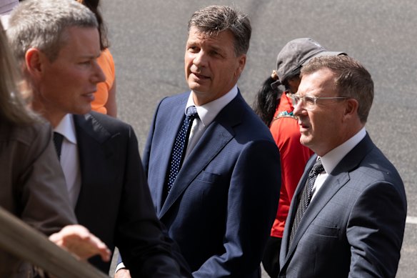Angus Taylor arriving at Katie Allen’s funeral.