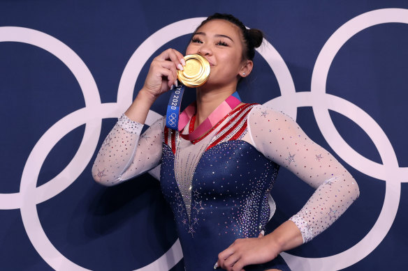 Sweet success: new Olympic gymnastics champion Sunisa Lee.