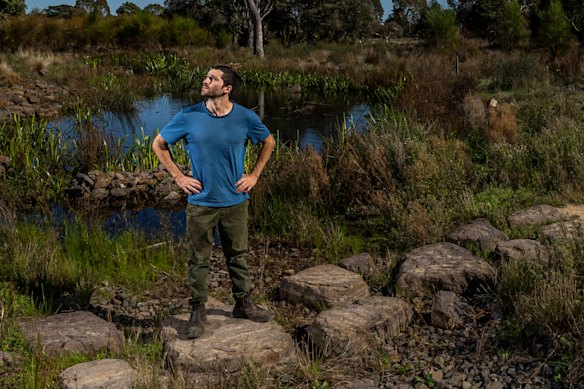Gio Fitzpatrick, president of the Yalukit Willam Nature Association, in the chain of ponds in the northern part of the reserve.