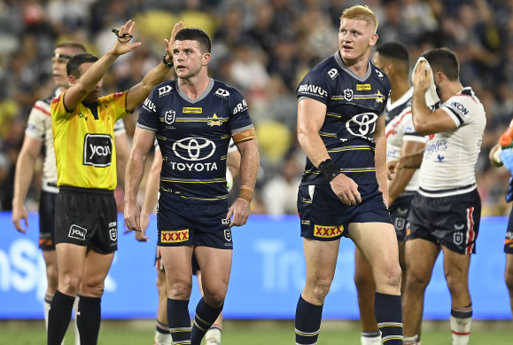 Griffin Neame was one of three Cowboys players sin-binned during their loss to the Roosters on Saturday night.