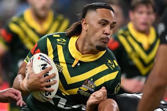 Keaon Koloamatangi will start up front for the Kangaroos on Sunday night.