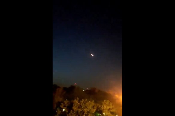 A video still from near the reported site of airstrikes in Isfahan.