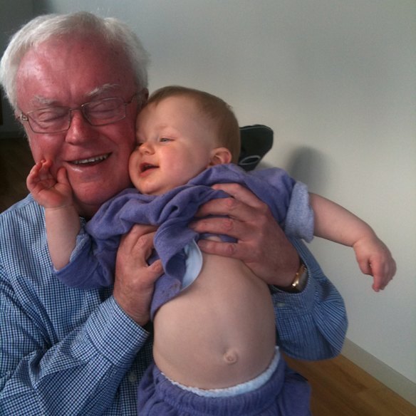 A photograph of Graham Richardson with his oldest grandchild, Max, which Ausden wanted to be included at his funeral.