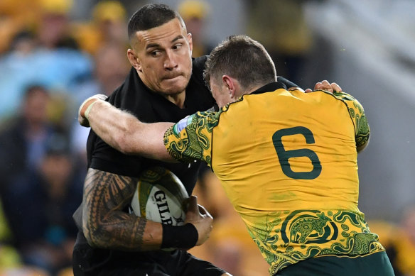 Big test: Jack Dempsey tackles Sonny Bill Williams at Suncorp in 2017.