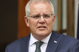 Prime Minister Scott Morrison addresses the media at Parliament House in Canberra on Thursday.