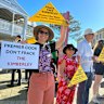 Protesters turned out in force on Saturday outside the Labor state conference in Fremantle.