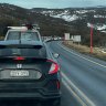 The queue approaching Perisher on Saturday morning.