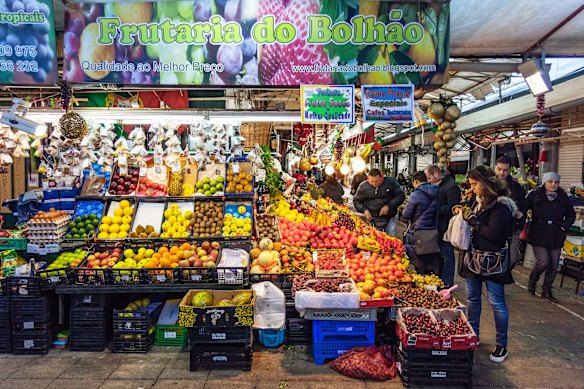 Fruit market in Porto’s Bolhao Market.