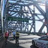 The Story Bridge Active Travel Alliance arranged a “bike bus” ride over the bridge.