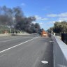 Ute fire reduces Kwinana Freeway northbound to single lane as Easter holidaymakers return home