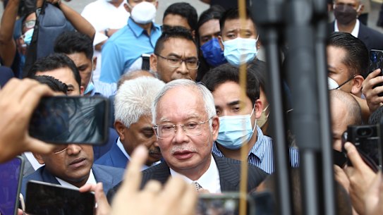 Former Malaysian prime minister Najib Razak in 2022 after losing his final appeal in a corruption case.