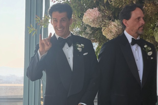 Andy Lee at his New York wedding to Rebecca Harding.