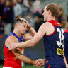 Lion taunts Melbourne forward with ‘crybaby face’ in spiteful exchange