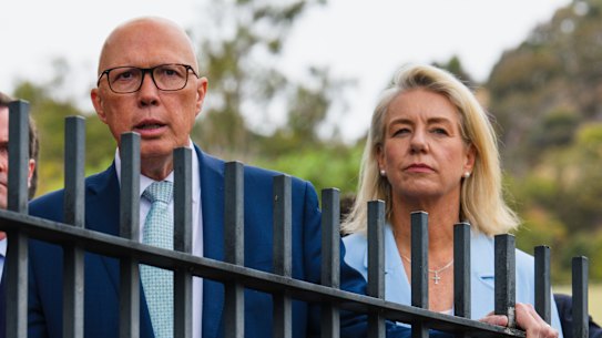 Peter Dutton and Bridget McKenzie on the campaign trail. 