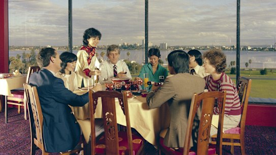 Interior of the Grand Palace Chinese Restaurant, 3 The Esplanade, Perth, 13 July 1982. Galeforce Photography. 389198PD. State Library of Western Australia.