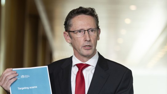 Financial Services minister Stephen Jones has committed to make bank, telcos and online operators liable for scam losses.