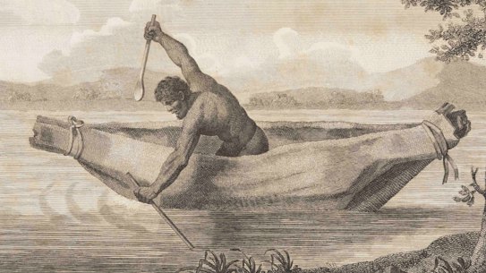An engraving by Samuel John Neele of James Grant’s image of ‘Pimbloy’ that is reputedly the only known depiction of Pemulwuy. 