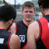 Michael Hurley, finally back in the thick of it in Essendon colours.