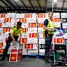 Australian Border Force officers checking illegal cigarette imports found in shipping containers in Melbourne.