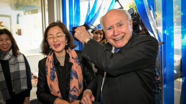 Former prime minister John Howard was campaigning on Tuesday morning with Chisholm MP Gladys Liu ...