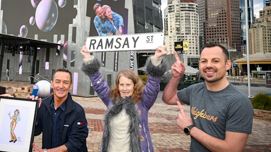 Neighbours fans Kalina Lauer, Antony McManus, Belinda Price and Anthony Wayne (L-R) are set to farewell the show at Federation Square. 