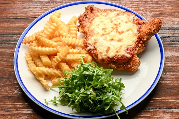 Classic pub dishes like a chicken parma are on the menu.