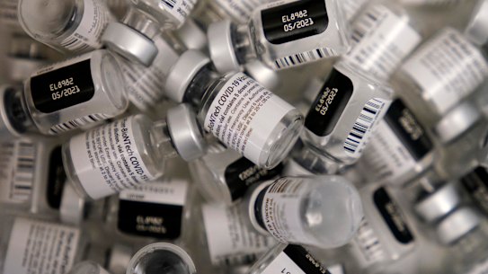 Vials of the Pfizer-BioNTech COVID-19 vaccine.