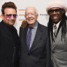 Bono of U2, former President Jimmy Carter and co-founder of WAFF Nile Rodgers attend We Are Family Foundation 2016 Celebration Gala in 2016 in New York