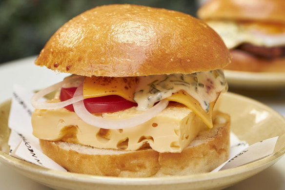 Moon Mart’s Japanese-style omelette roll with tomato, onion, cheese and special sauce.