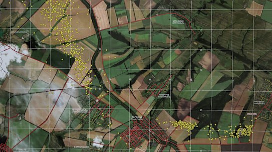 A map of debris over the crash site from the investigation in 2015.
