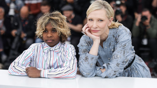 Aswan Reid and Cate Blanchett attend a photocall for The New Boy at Cannes this week.