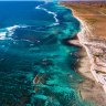 Aerial view of the Ningaloo Reef coastline near the North Mandu campground tra13coverbiglap