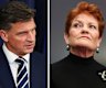 Opposition Leader Angus Taylor and One Nation leader Pauline Hanson, who says the major parties have never done a good job for Australia.