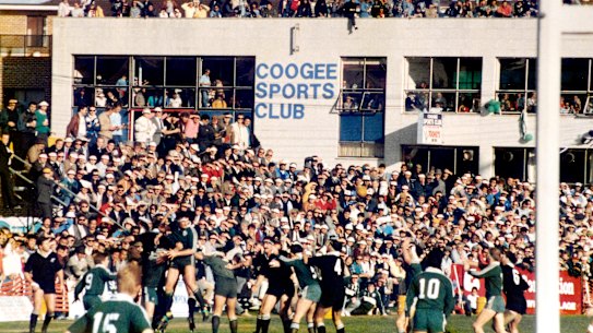 Vintage: Fans flock to Coogee Oval to watch Randwick take on the All Blacks in 1988. 